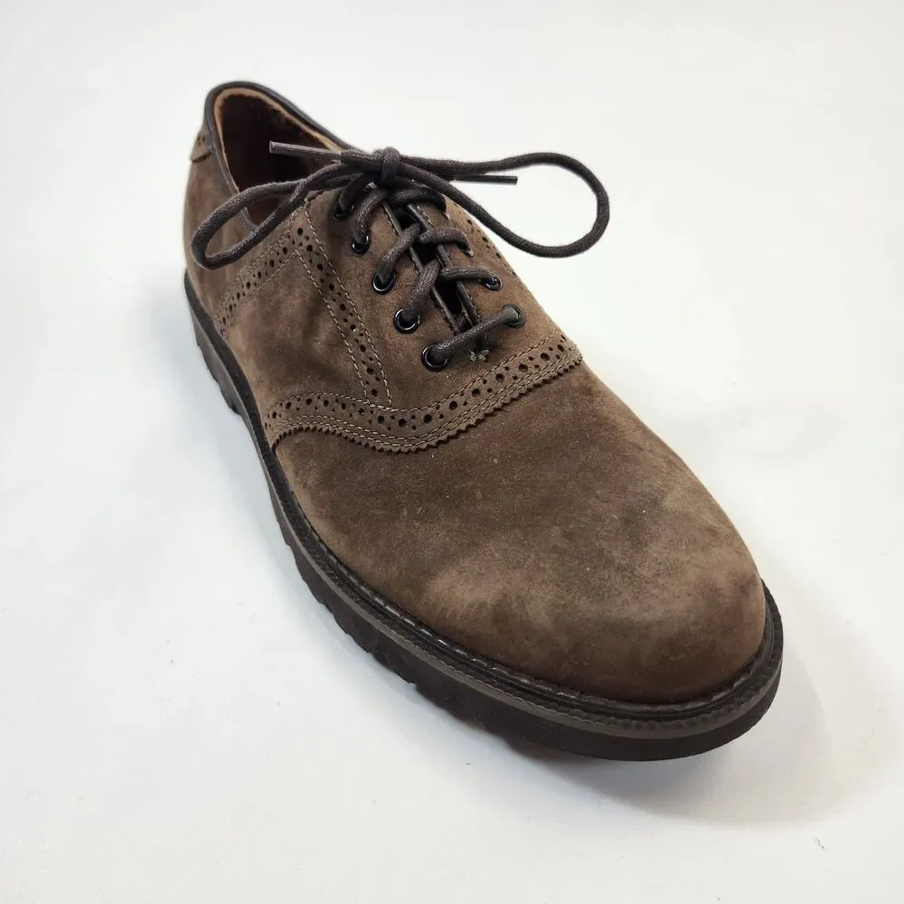 Rockport Shoes Mens 10M Brown Suede Nubuck Oxford Wingtip Brogue Dress M5699